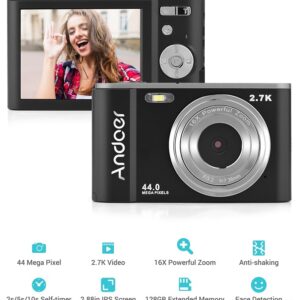 Digital Camera 44MP Video camera 2.7K 16X Zoom Face Detection Anti-shake